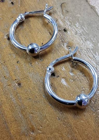 Sterling Silver Hoop with Ball Earrings